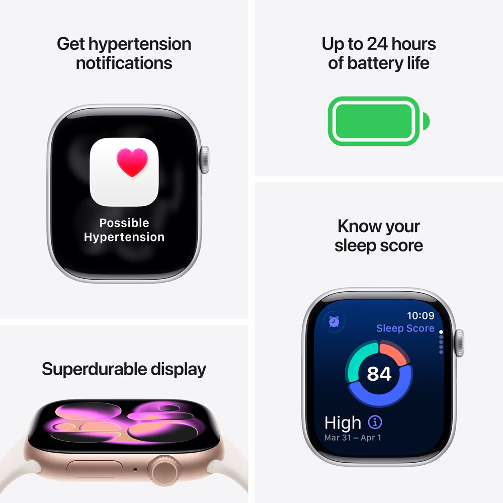Apple Watch 11, GPS + Cellular, 46 mm, Rose Gold Aluminium Case, Light Blush Sport Band - M/L — imaginea 8