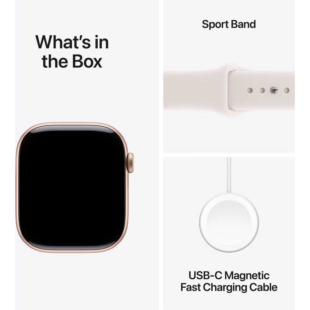Apple Watch 11, GPS + Cellular, 46 mm, Rose Gold Aluminium Case, Light Blush Sport Band - M/L — imaginea 9